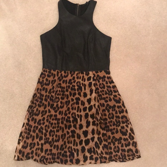 Dresses & Skirts - Black leather and cheetah dress